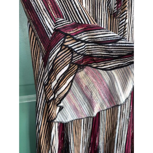 Sami & Jo XL Petite Boho Striped Midi Dress with 3/4 ruffled bell sleeves - Picture 5 of 10